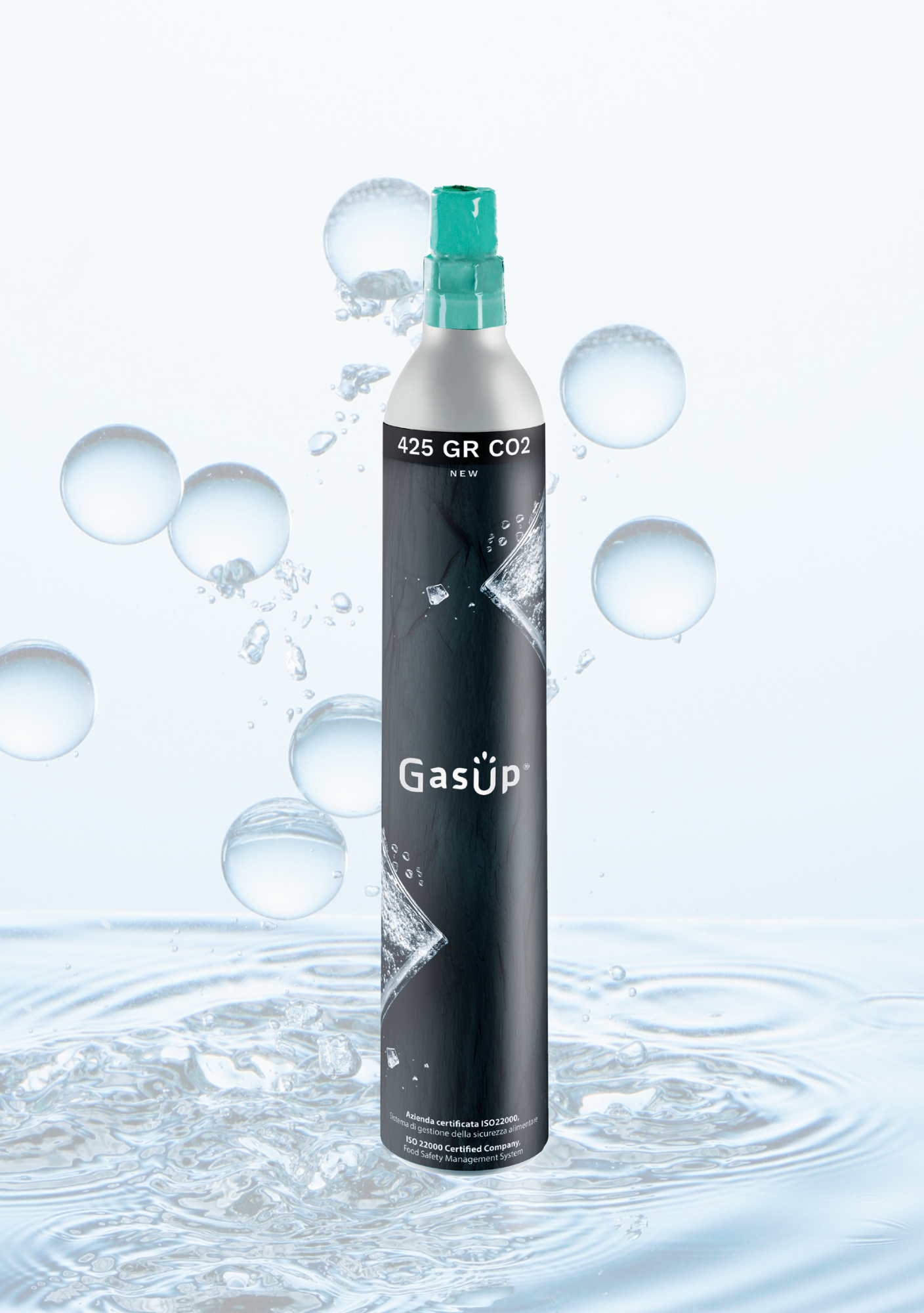 Emballage CO₂ en aluminium de 425 g, vendu en recharges, marque de distribution (marque de distributeur)