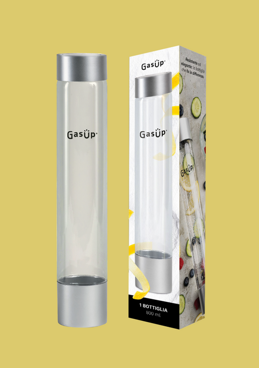 Bouteille tube GasUp, simple, 800 ml, argent