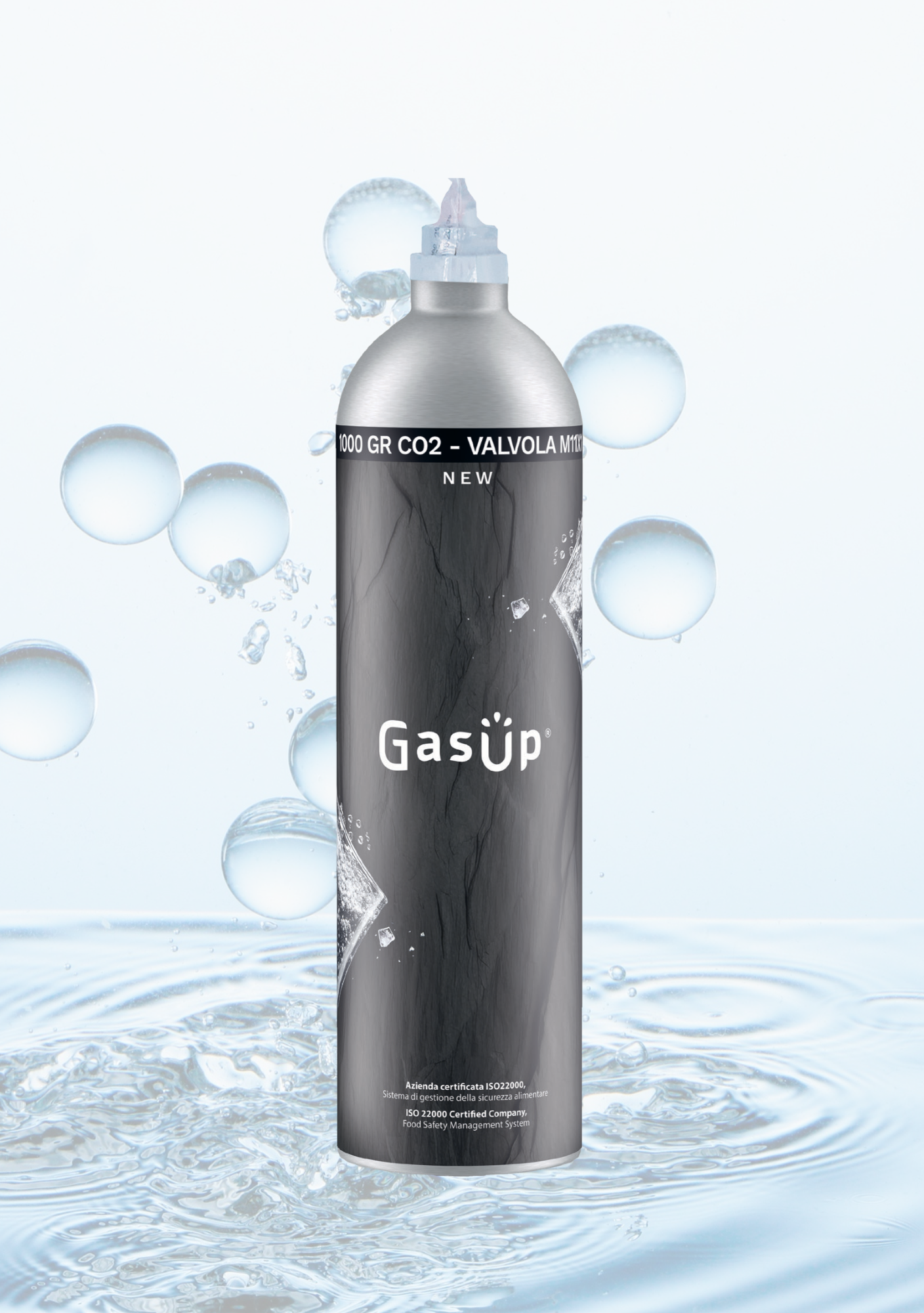 Cylindre de CO₂ en aluminium de 1 kg – raccord 11x1